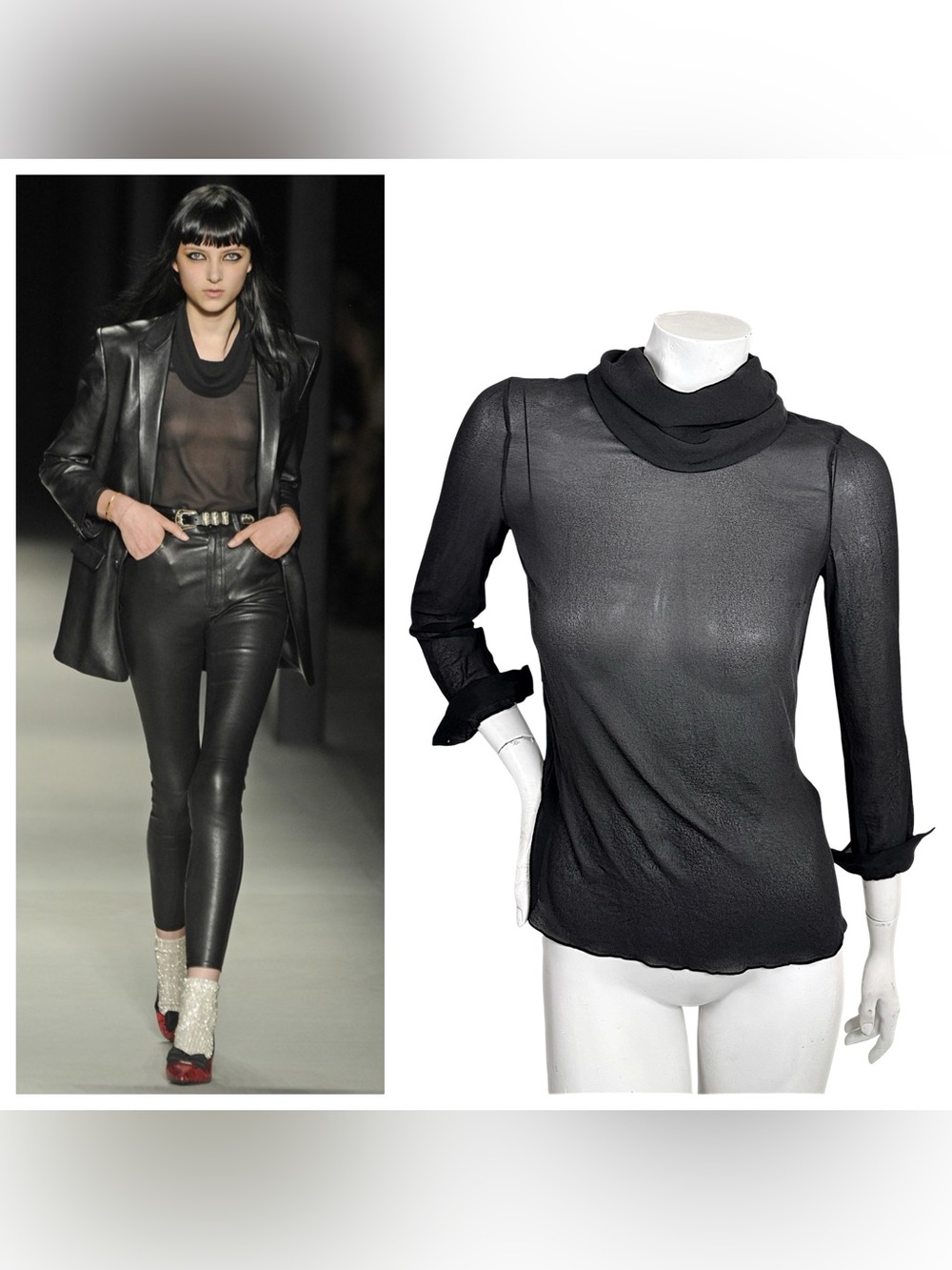 Saint Laurent SS14 Runway Look 19 Sheer Silk Blouse FR34